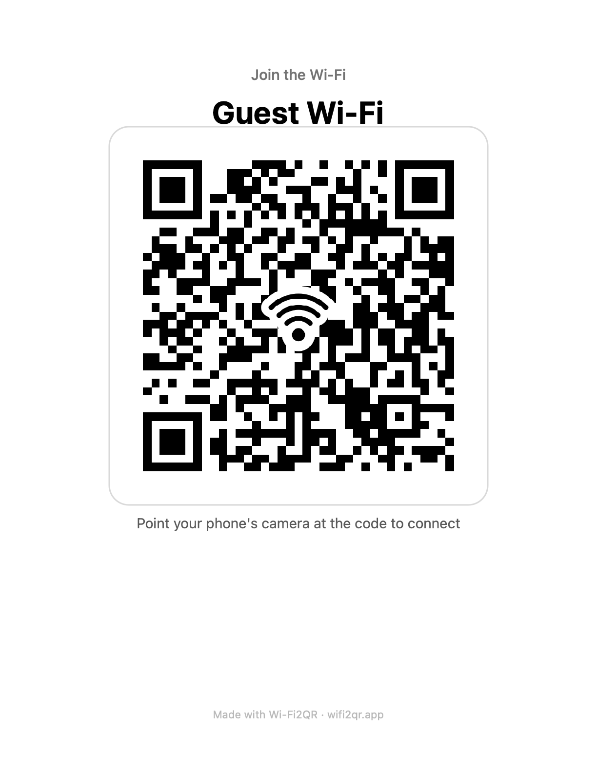 A printable Wi-Fi poster with the network's QR code